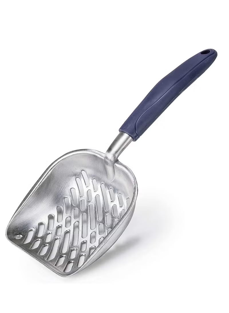 مجرفة رمل قطط كبيرة – من سبائك الألمنيوم بمصفاة معدنية عميقة ومقبض طويل، مناسبة لجميع أنواع رمل القطط - Image 1